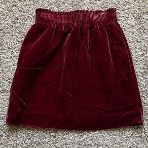 J Crew red velvet skirt